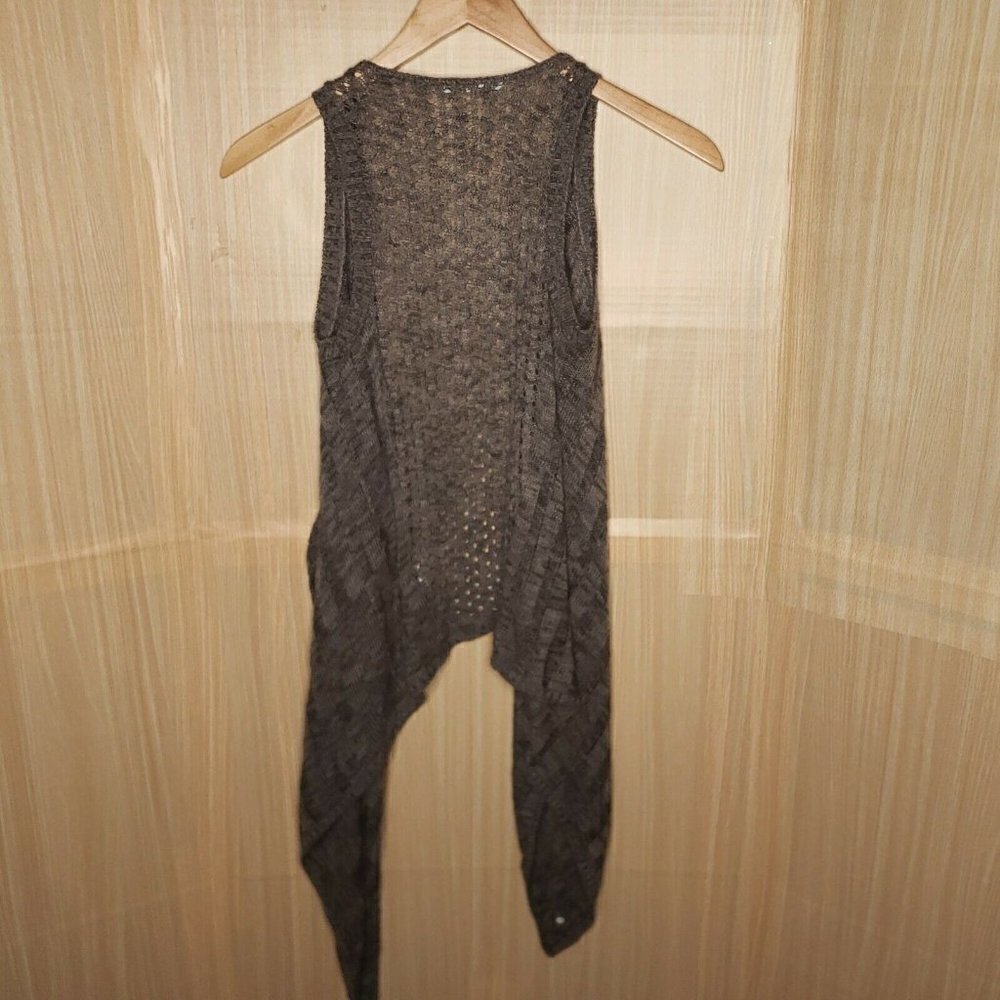 Maurices Womens Grey Soft Waterfall Open Knit Vest Small - Picture 2 of 7